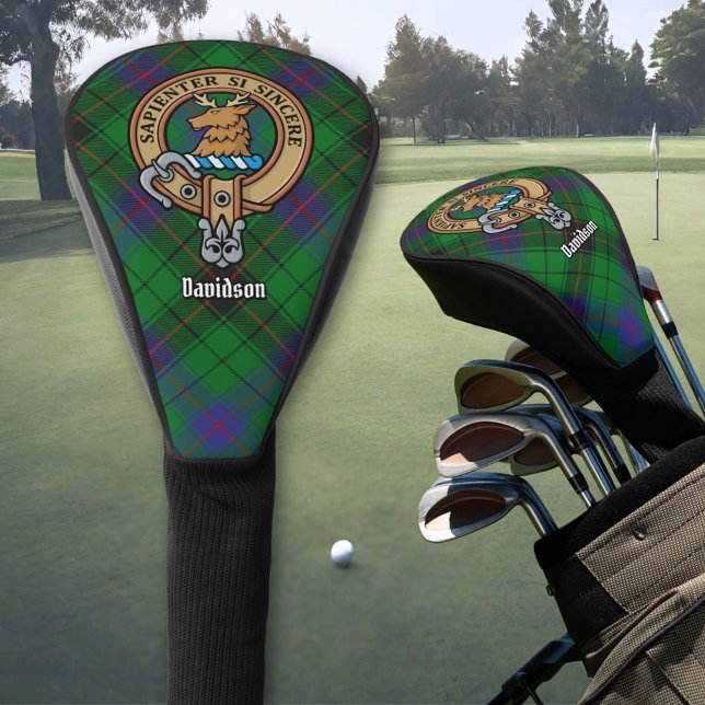 Clan Davidson Crest over Tartan Golf Head Cover (Creator Uploaded)