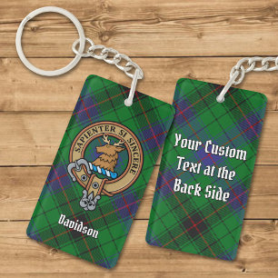Clan Davidson Crest over Tartan Key Ring