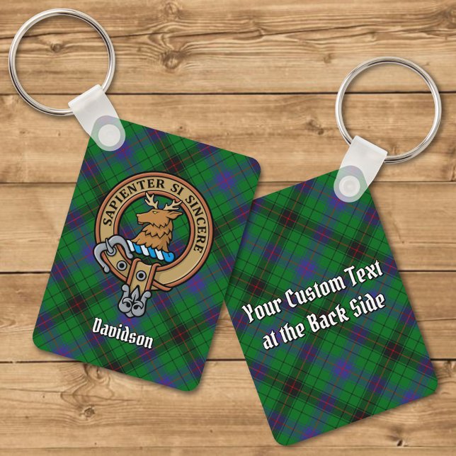 Clan Davidson Crest over Tartan Key Ring (Creator Uploaded)