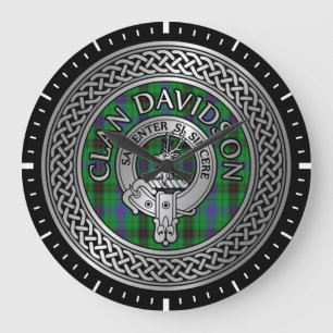 Clan Davidson Crest & Tartan Knot Large Clock