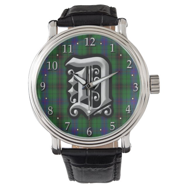 Clan Davidson Letter D Monogram Tartan Watch (Front)