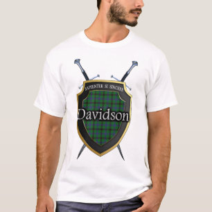 Clan Davidson Tartan Plaid Shield & Swords T-Shirt