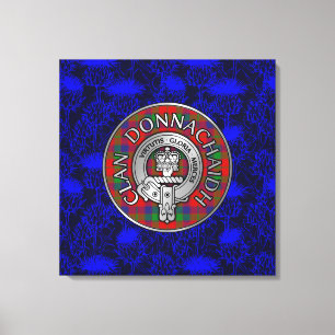 Clan Donnachaidh Crest & Tartan on Thistle Canvas Print