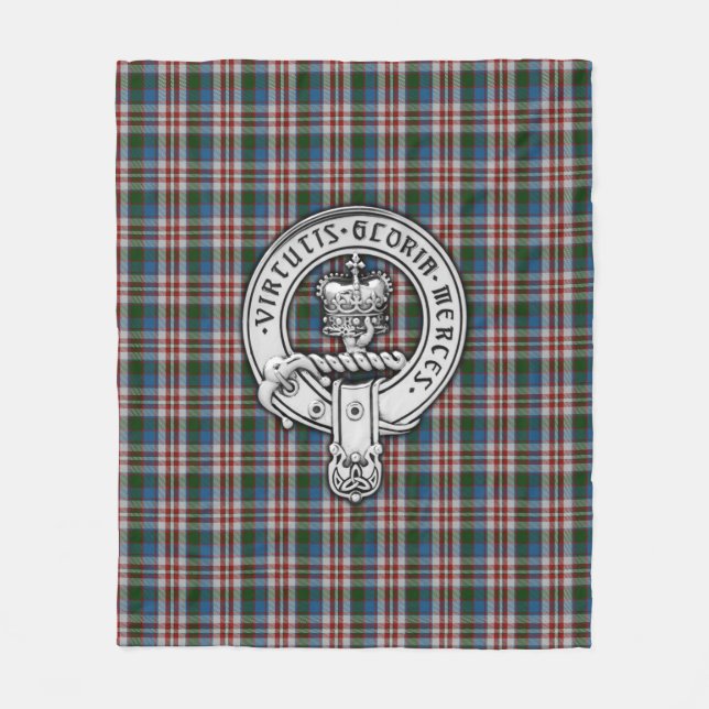 Clan Donnachaidh (Robertson) Crest & Dress Tartan Fleece Blanket (Front)
