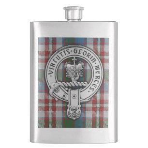 Clan Donnachaidh (Robertson) Crest & Dress Tartan Hip Flask