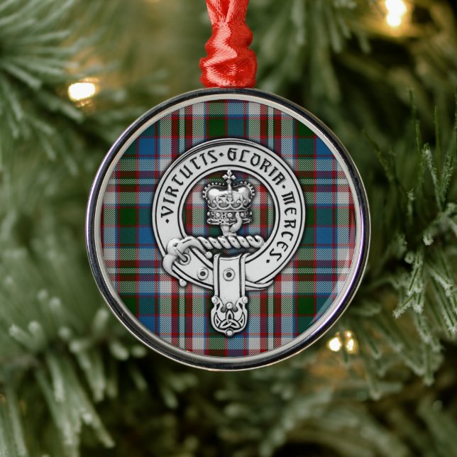 Clan Donnachaidh (Robertson) Crest & Dress Tartan Metal Ornament (Tree)