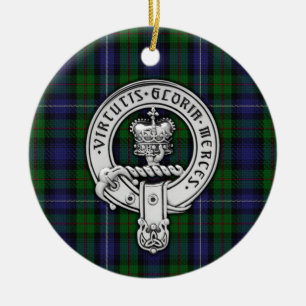 Clan Donnachaidh (Robertson) Crest /Hunting Tartan Ceramic Ornament
