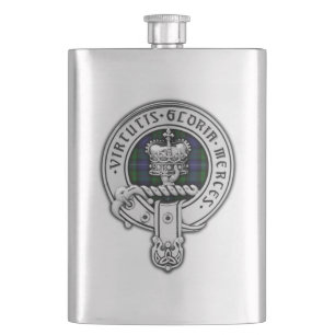 Clan Donnachaidh (Robertson) Crest /Hunting Tartan Hip Flask