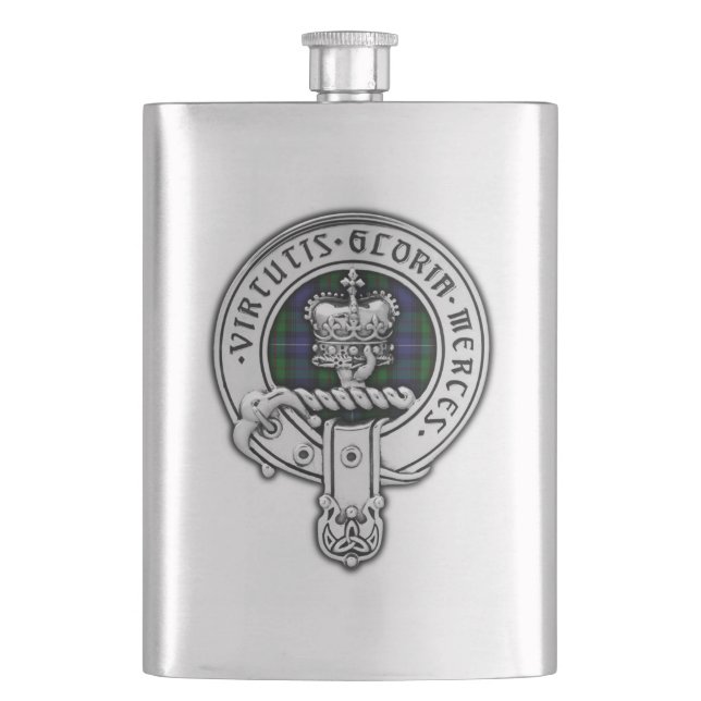 Clan Donnachaidh (Robertson) Crest /Hunting Tartan Hip Flask (Front)
