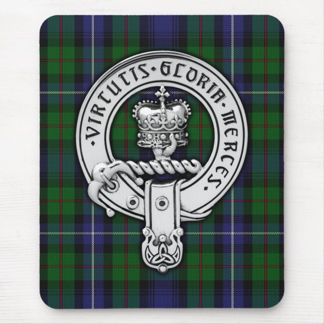Clan Donnachaidh (Robertson) Crest /Hunting Tartan Mouse Pad (Front)