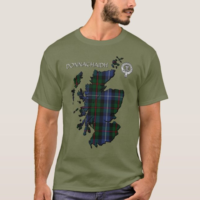 Clan Donnachaidh (Robertson) Crest /Hunting Tartan T-Shirt (Front)