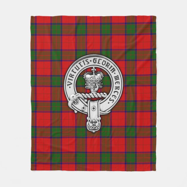 Clan Donnachaidh (Robertson) Crest & Tartan Fleece Blanket (Front)