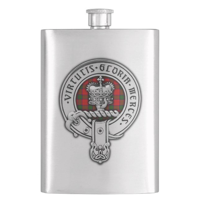 Clan Donnachaidh (Robertson) Crest & Tartan Hip Flask (Front)