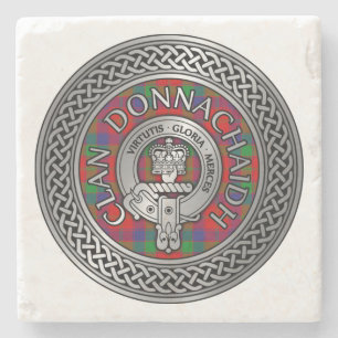 Clan Donnachaidh   Robertson Crest & Tartan Knot Stone Coaster