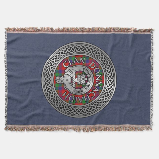 Clan Donnachaidh | Robertson Crest & Tartan Knot Throw Blanket (Front)