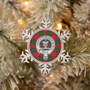 Clan Donnachaidh (Robertson) Crest & Tartan Snowflake Pewter Christmas Ornament