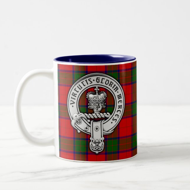 Clan Donnachaidh (Robertson) Crest & Tartan Two-Tone Coffee Mug (Left)