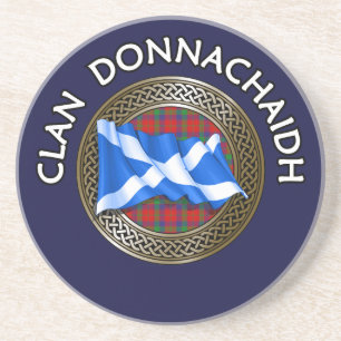 Clan Donnachaidh Robertson Tartan Knot & Flag Coaster