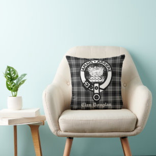 Clan Douglas Crest Badge and Tartan Cushion