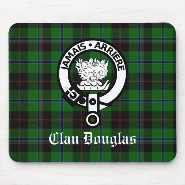 Clan Douglas Crest Badge & Tartan Mouse Pad (Front)