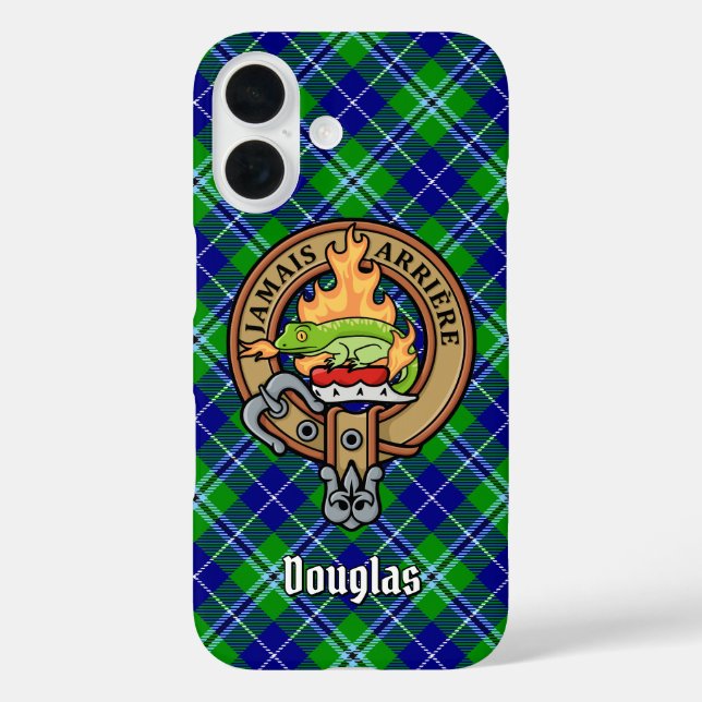 Clan Douglas Crest over Tartan Case-Mate iPhone Case (Back)