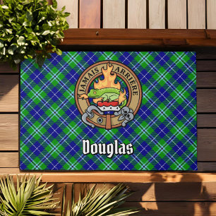 Clan Douglas Crest over Tartan Doormat