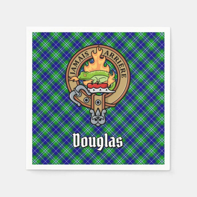 Clan Douglas Crest over Tartan Napkin (Front)