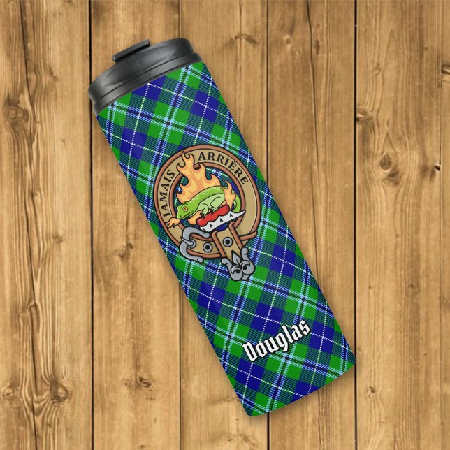 Clan Douglas Crest over Tartan Thermal Tumbler (Creator Uploaded)