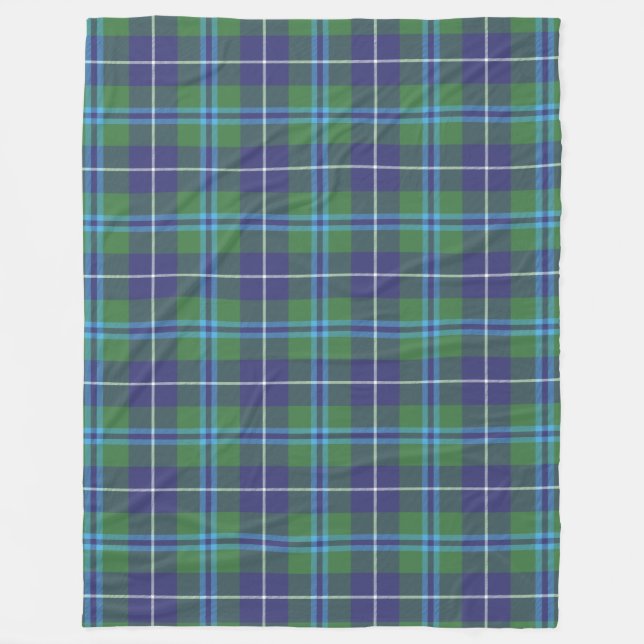 Clan Douglas Plaid Green Black Tartan Check Fleece Blanket (Front)