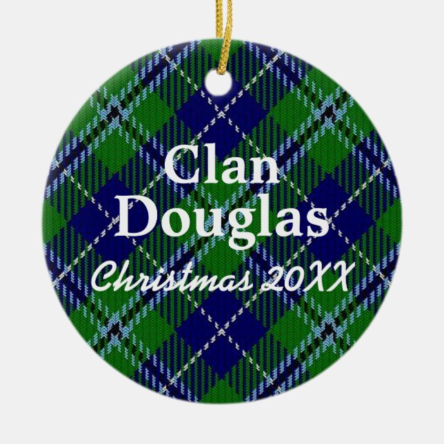 Clan Douglas Scottish Tartan Ceramic Tree Decoration (Front)
