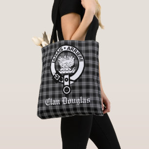 Clan Douglas Tartan and Crest Badge Tote Bag