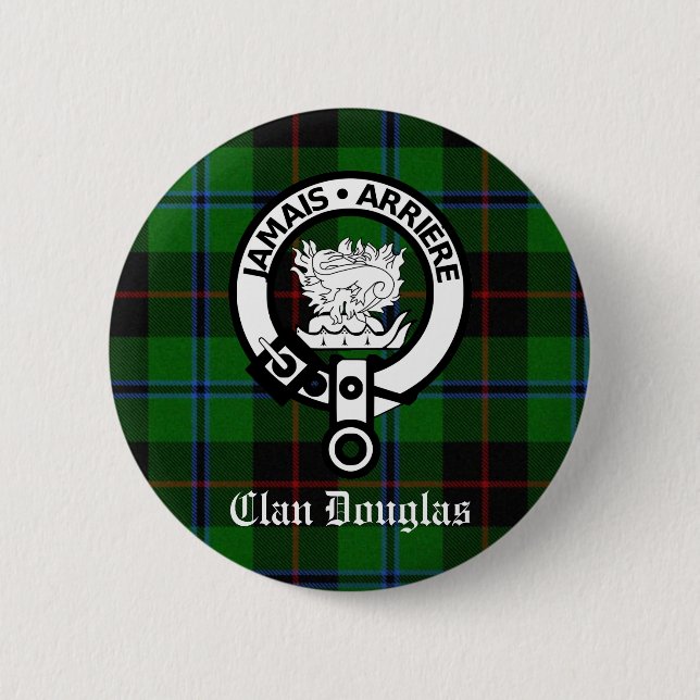 Clan Douglas Tartan Crest 6 Cm Round Badge (Front)