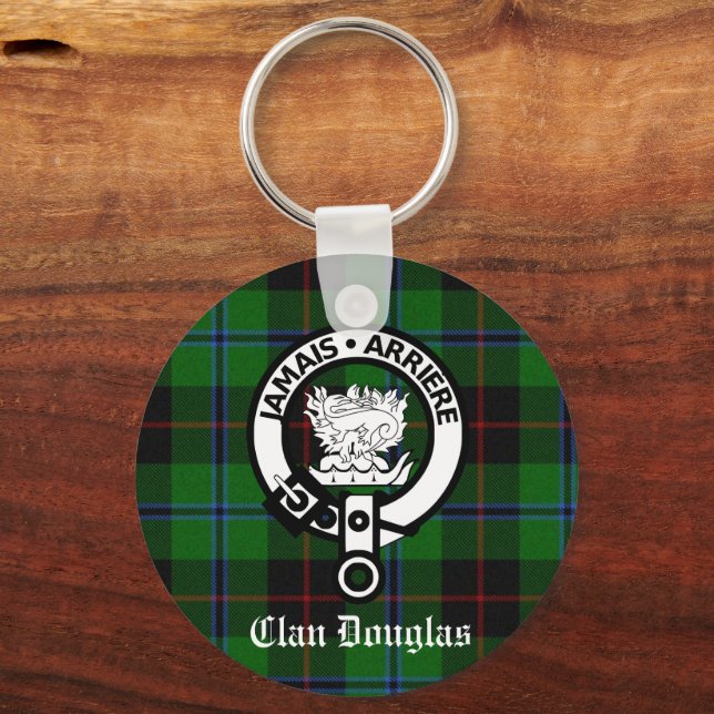 Clan Douglas Tartan Crest Key Ring (Front)