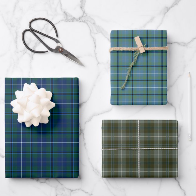 Clan Douglas Tartan Variations Wrapping Paper Sheet (Front)