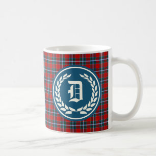 Clan Drummond Bright Red Tartan Monogram Coffee Mug