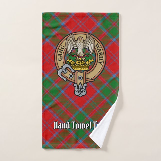 Clan Drummond Crest over Tartan Bath Towel Set (Hand Towel)