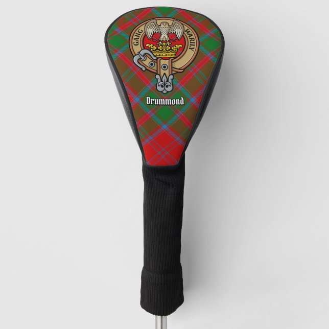 Clan Drummond Crest over Tartan Golf Head Cover (Front)