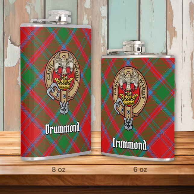Clan Drummond Crest over Tartan Hip Flask (Creator Uploaded)