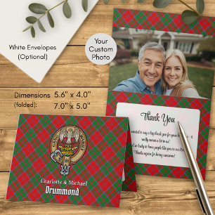 Clan Drummond Crest over Tartan Invitation