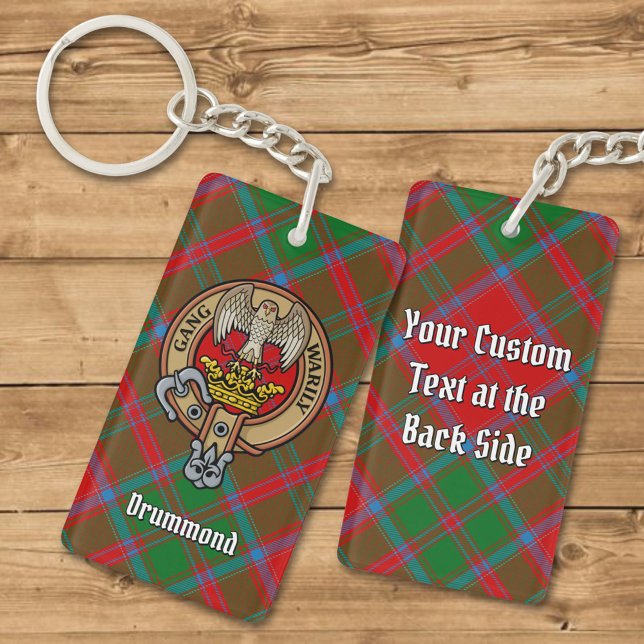 Clan Drummond Crest over Tartan Key Ring (Creator Uploaded)