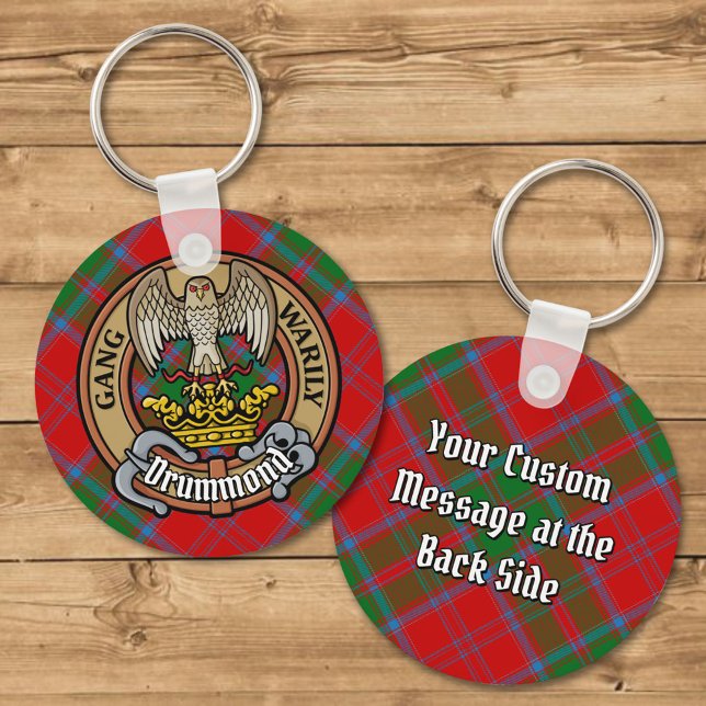 Clan Drummond Crest over Tartan Key Ring (Creator Uploaded)