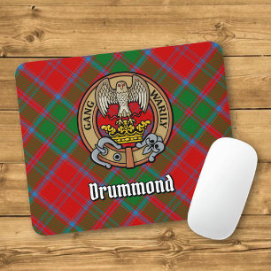 Clan Drummond Crest over Tartan Mouse Pad
