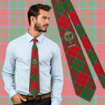Clan Drummond Crest over Tartan Tie<br><div class="desc">Clan Drummond crest badge surrounded by a strap and buckle over tartan background. Custom text.</div>