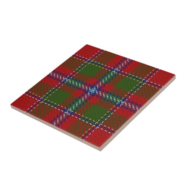 Clan Drummond Scottish Expressions Red Tartan Ceramic Tile (Side)