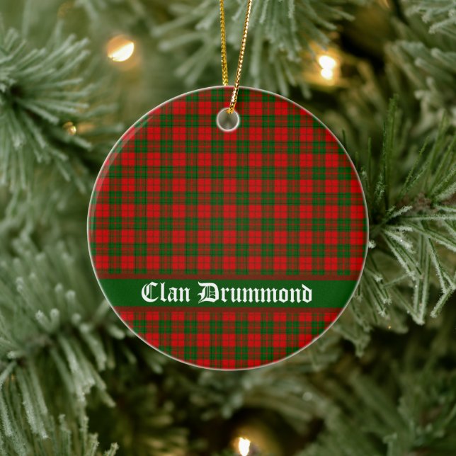 Clan Drummond Tartan Customisable  Ceramic Ornament (Tree)