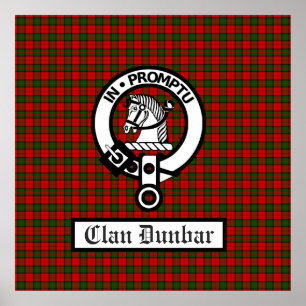 Clan Dunbar Crest Badge & Tartan Poster