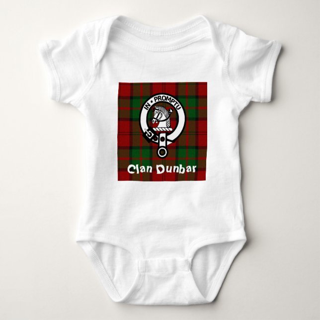 Clan Dunbar Tartan & Crest Badge Baby Bodysuit (Front)