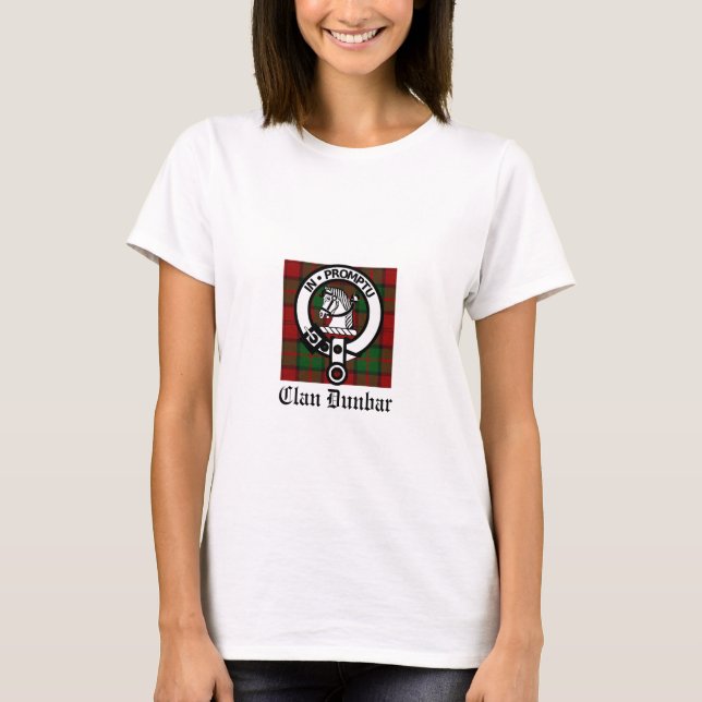 Clan Dunbar Tartan & Crest Badge T-Shirt (Front)