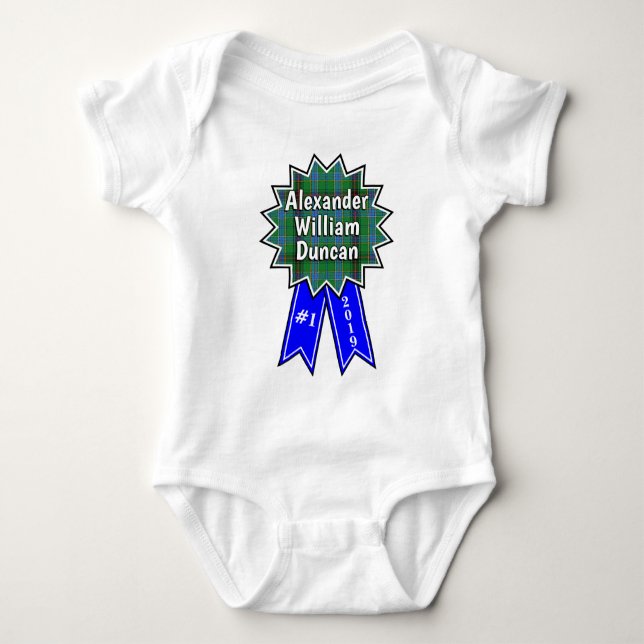 Clan Duncan #1 Award Blue Ribbon Baby Bodysuit (Front)
