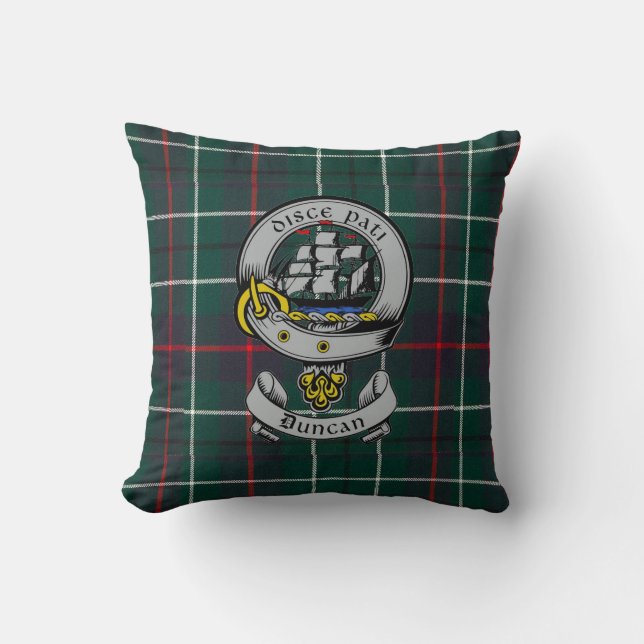 Clan Duncan Crest Badge and Tartan Cushion (Front)